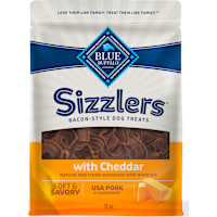 Blue Buffalo Sizzlers Bacon-Style Cheddar Flavor Dog Treats with Real USA Pork