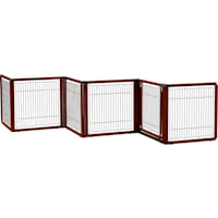 Richell Convertible Elite Pet Gate 6-Panel in Cherry Brown
