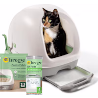 Purina Tidy Cats Breeze Covered Cat Litter Box System Kit with Pellet Cat Litter, Hooded Litter Box, and Litter Box Pads