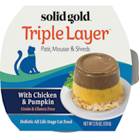 Solid Gold Triple Layer Wet Cat Food with Chicken & Pumpkin; Pate, Mousse and Shreds