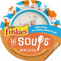 Purina Friskies Natural, Grain Free Lickable Cat Treats Lil' Soups with Tuna in Chicken Broth