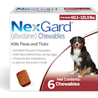 NexGard (afoxolaner) Flea and Tick Soft Beef Flavored Oral Chewables for Dogs 60.1 - 121 lbs. (Red)