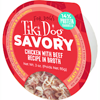 Tiki Dog Savory Chicken with Beef Recipe in Broth Dog Food