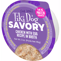 Tiki Dog Savory Chicken with Egg Recipe in Broth Dog Food