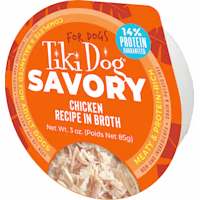 Tiki Dog Savory Chicken Recipe in Broth Dog Food
