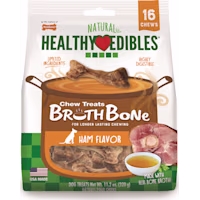 Nylabone Healthy Edibles Broth All Natural Made With Real Bone Broth Ham Small Dog Chews