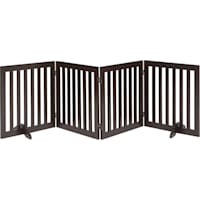 UniPaws Flat Wooden 4 Panel Dog Gate Espresso Freestanding