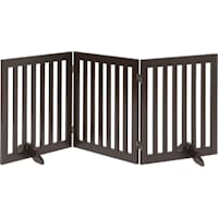 UniPaws Flat Wooden 3 Panel Dog Gate Espresso Freestanding