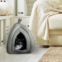PETMAKER Igloo Soft Indoor Enclosed Covered Tent/House with Removable Grey Cushion Bed for Cats