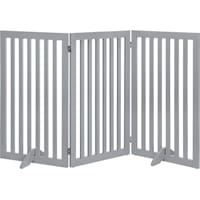 UniPaws Flat Wooden Freestanding 3 panel Gray Dog Gate
