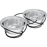 PETMAKER Gray Elevated Stainless Steel Nonslip Rubber Bottom Feeding Station for Pets