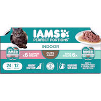 IAMS Perfect Portions Indoor Adult Grain Free Tuna and Salmon Recipe Wet Cat Food Cuts in Gravy Variety Pack