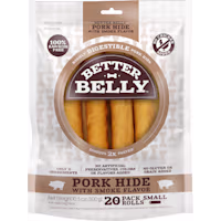 Better Belly Pork Hide Rolls With Smoke Flavor Small, Digestible Pork Hide For Dogs