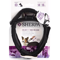Sherpa Black Dog Collar with Built in Leash