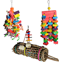 A&E Cage Company Happy Beaks Toy Bundle for Large Birds