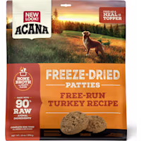 ACANA Grain Free, High Protein, Free-Run Turkey Recipe, Patties Freeze Dried Dog Food & Topper