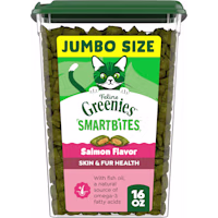Greenies Feline Smartbites Salmon Flavor Skin & Fur Health Cat Treats