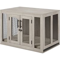UniPaws Crate Wooden Dog Kennels with Cushion in Weathered Grey