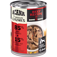 ACANA Grain Free, Premium Chunks, Beef Recipe in Bone Broth Wet Dog Food