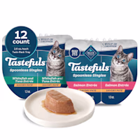 Blue Buffalo Tastefuls Spoonless Singles Whitefish/Tuna & Salmon Wet Cat Food Pate Variety Pack