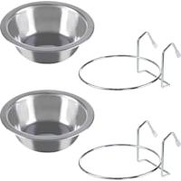 Pet Adobe Hanging Dog Bowl Set for Kennels or Crates