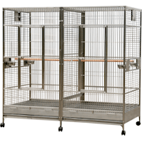 A&E Cage Company X-Large Double Macaw Cage with Divider in Stainless Steel