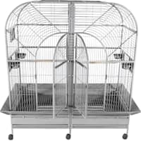 A&E Cage Company Double Macaw Cage with Removable Divider in Stainless Steel