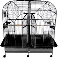 A&E Cage Company Double Macaw Cage with Removable Divider in Black