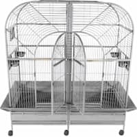 A&E Cage Company Double Macaw Cage with Removable Divider in Platinum