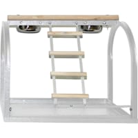 A&E Cage Company White Table Stand with Ladders and Cups