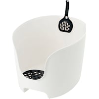 Richell Paw Trax High Wall White/Black Cat Litter Box