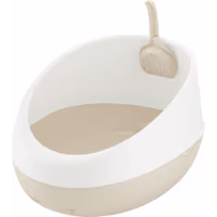 Richell Paw Trax Rimmed White Cat Litter Pan