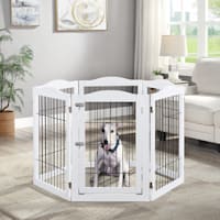 UniPaws White 6 Panel Playpen Extra Wide Dog Gate