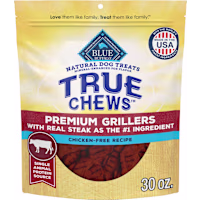 Blue Buffalo True Chews Made in the USA with Natural Ingredients, Steak Premium Grillers Dog Treats