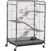 Topeakmart Black 4-Tier Rolling Pet Cage for Small Animal