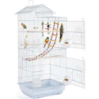 Topeakmart White Metal Bird Cage with Swing Ladder for Small Birds