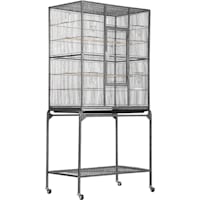 Topeakmart Black 63" Large Bird Cage with Rolling Detachable Stand for Small Birds