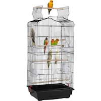 Topeakmart Black Open Top Metal Bird Cage