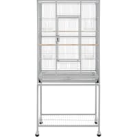 Topeakmart Light Gray Metal Bird Cage with Rolling Detachable Stand