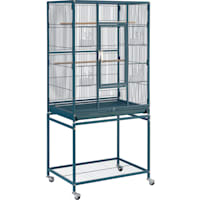 Topeakmart Navy Blue Metal Bird Cage with Rolling Detachable Stand