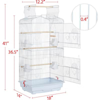 Topeakmart White Open Top Metal Bird Cage