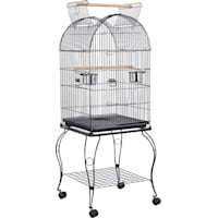 Topeakmart Black Open Top Metal Bird Cage with Stand for Small Birds