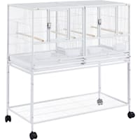 Topeakmart White 41.5" Divided Bird Cage for Small Birds