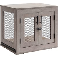 UniPaws Weathered Grey Dog Crate with Cushion and Tray
