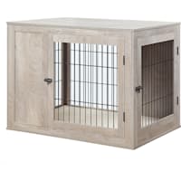 UniPaws Weathered Grey Wooden End Table Dog Crate