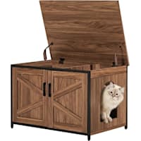 UniPaws Cat Litter Box Enclosure with Top Opening in Walnut