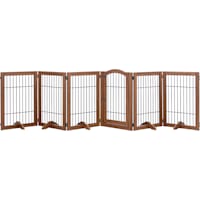 UniPaws Extra Wide 6 Panels Dog Gate in Walnut