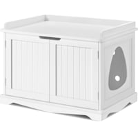 Topeakmart White Decorative Furniture Hidden Washroom Cat Litter Box