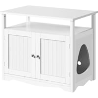 Topeakmart White Hidden Cat Litter Box with Storage Shelf