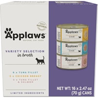 Applaws Wet Cat Food, Variety Pack, Tuna Fillet, Chicken Breast, Tuna Fillet with Shrimp Broth